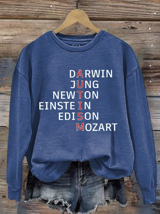 Women's Autism Awareness Print Casual Sweatshirt