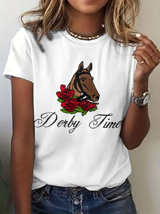 Women's Derby Time Print Casual T-Shirt