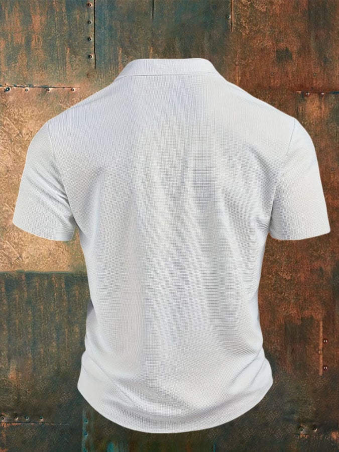 Men's Faith Cross Print Waffle Polo