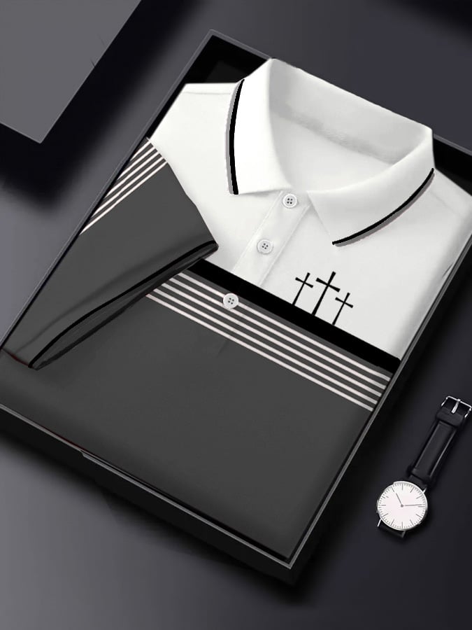 Men's Retro Faith Casual Printed Polo Shirt