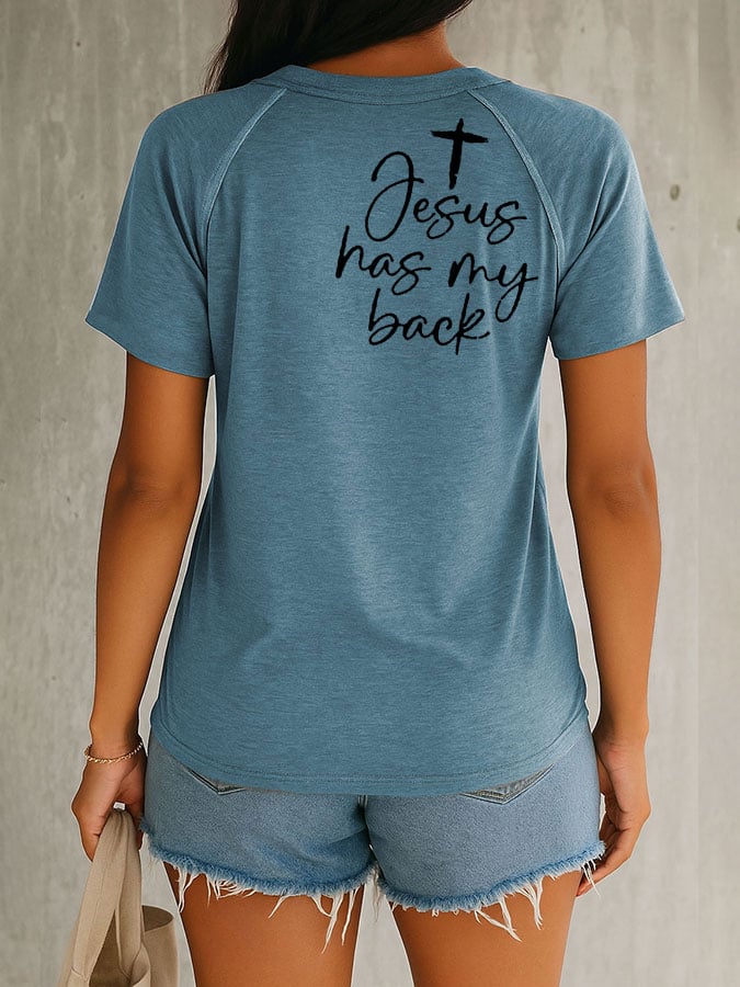 Women's Faith Cross Printed Short Sleeve T-shirt