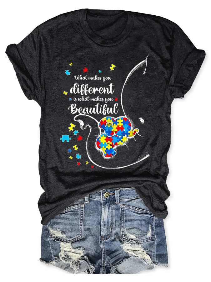 Autism Awareness What Makes You Different Print T-Shirt