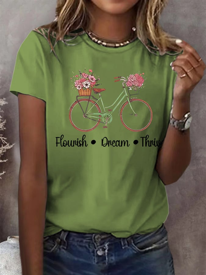 Women's  Flourish Dream Thrive Print T-Shirt