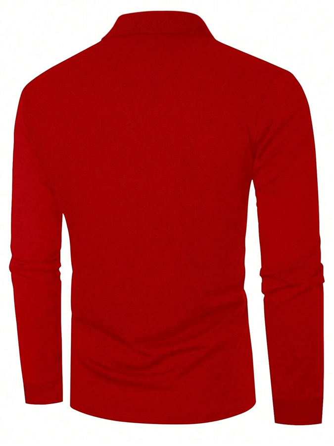 Men's Striped Business Casual Long Sleeve Polo Shirt