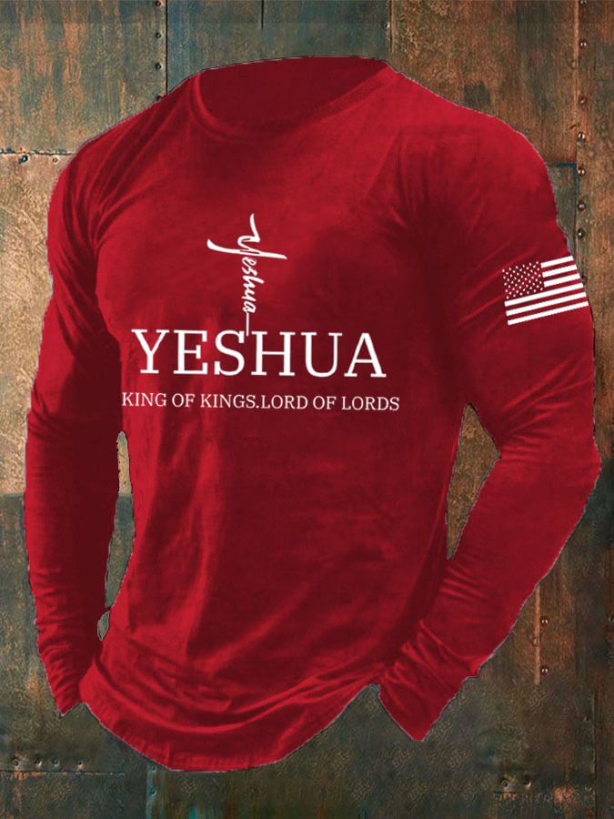 Men's Faith “Yeshua King Of Kings Lord Of Lords” Print Long Sleeve T-Shirt