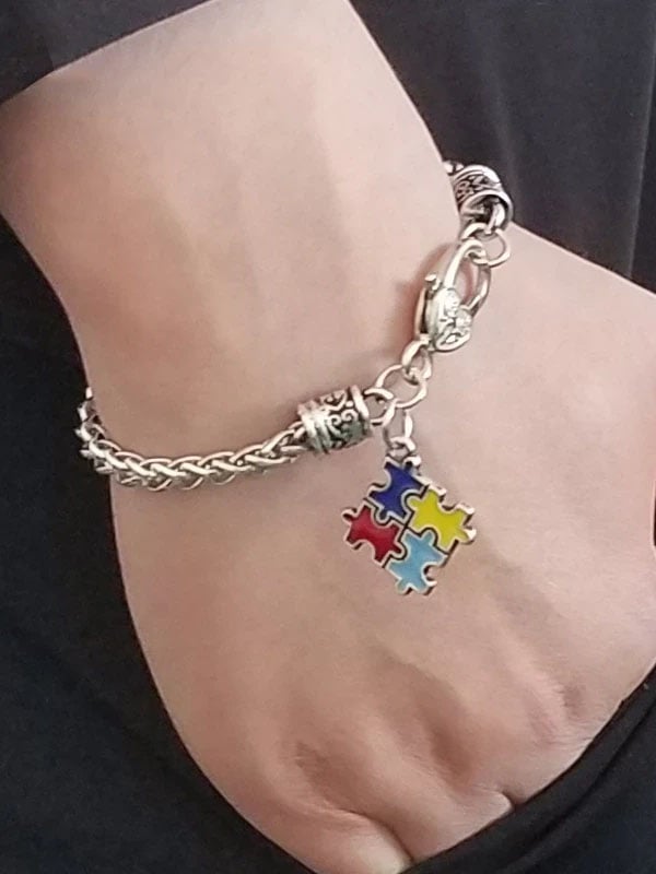Autism Awareness Geometric Puzzle Alloy Plating Bracelet