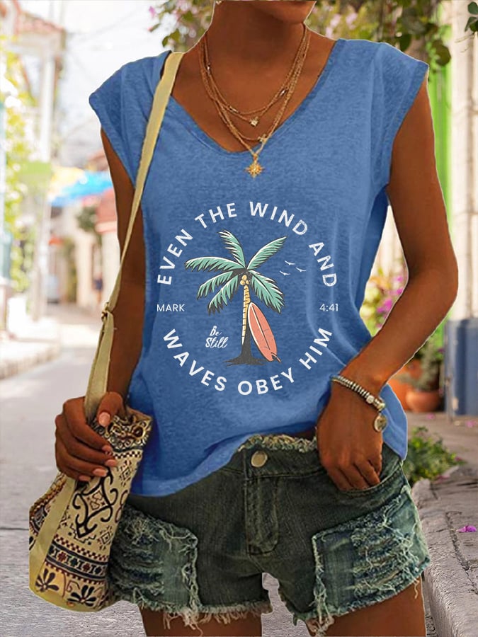 Women'S Casual Christian Scripture Print Tank Top