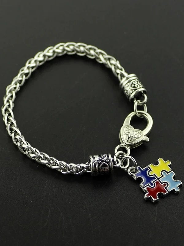 Autism Awareness Geometric Puzzle Alloy Plating Bracelet