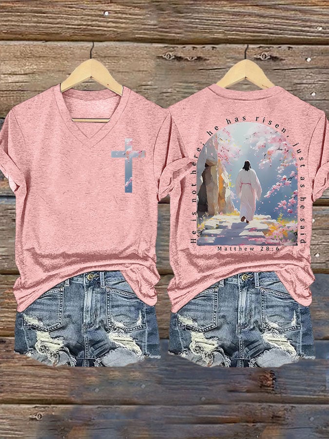 He is Not Here He Has Risen, Just As He Said Matthew 28:6 Print T-shirt
