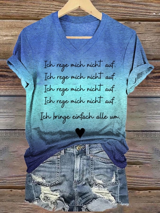 Women's Ich Rege Mich Nicht Auf. Ich Bringe Einfach Alle Un. Printed Short-Sleeved T-Shirt
