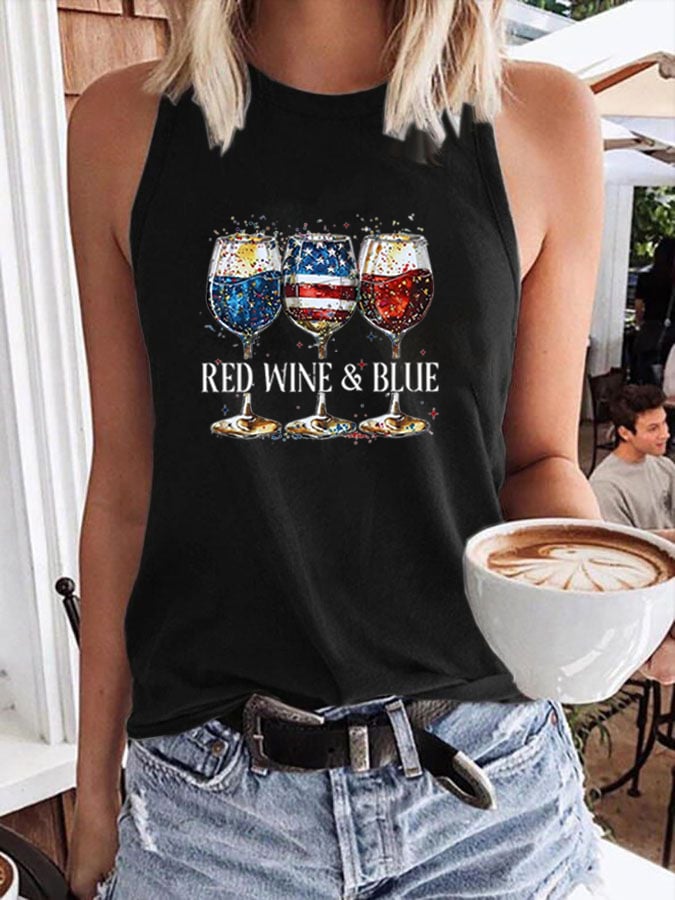 🔥Last Day 49% Off🔥Women's Red Wine & Blue Print Casual Vest