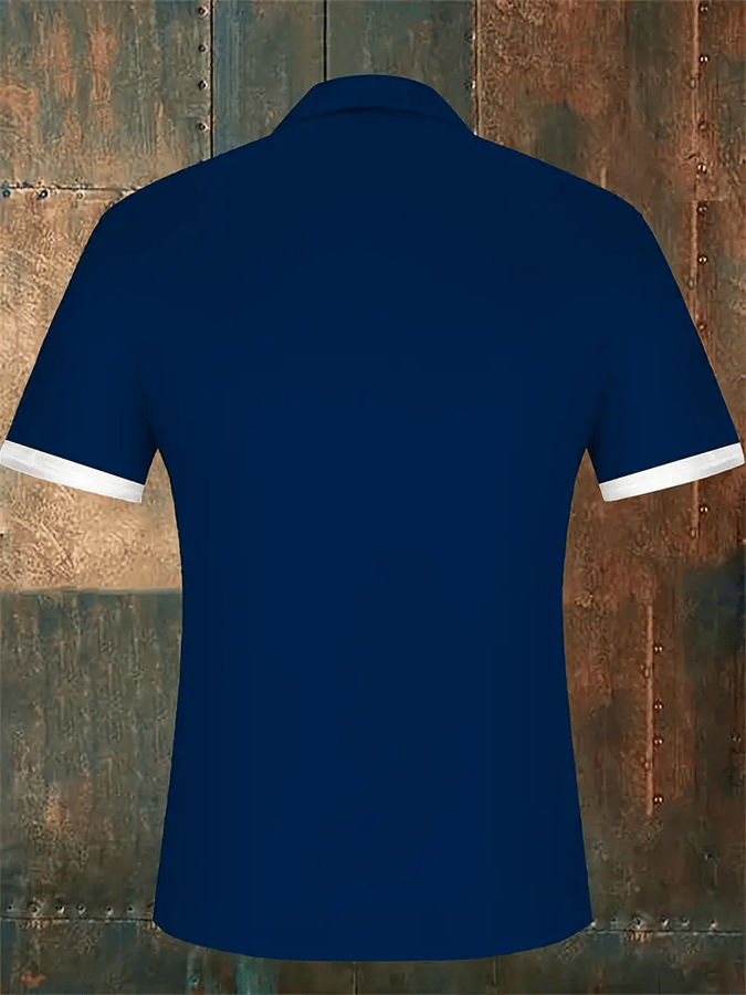 Men's Patriotic USA Flag Print Polo Shirt