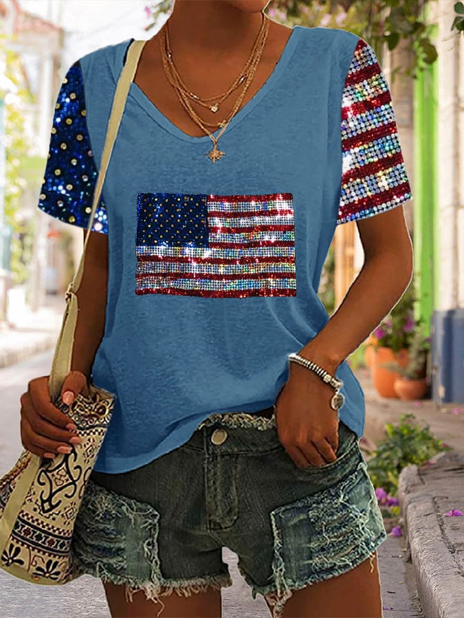 Women's Independence Day Printed Casual T-Shirt