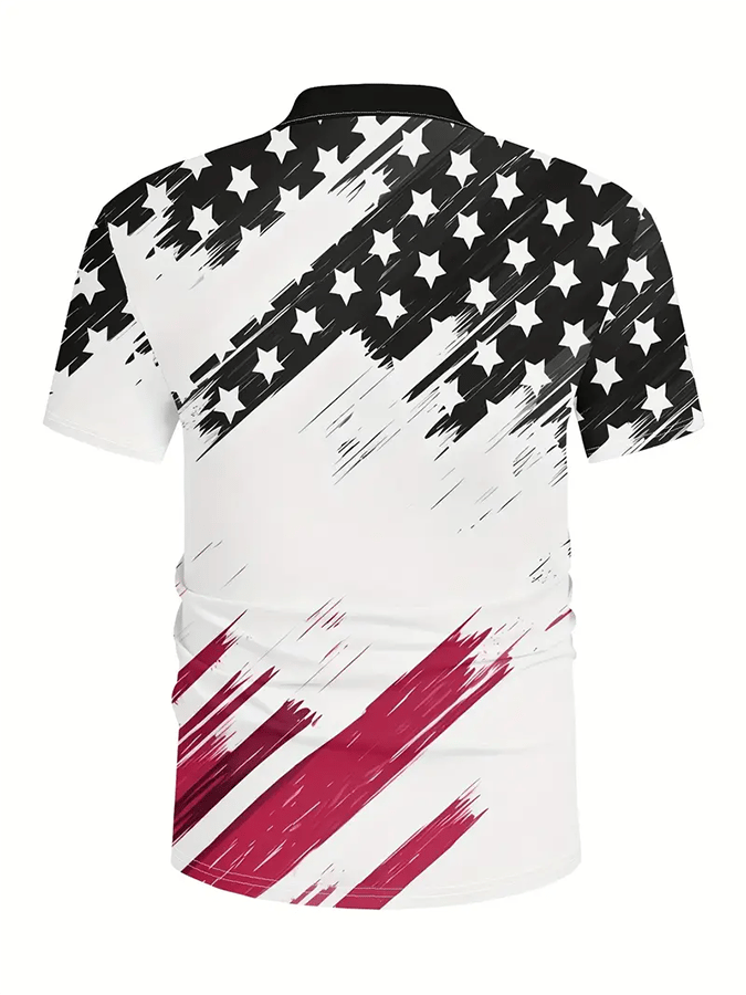 Men's Independence Day Printed Casual Polo Shirt