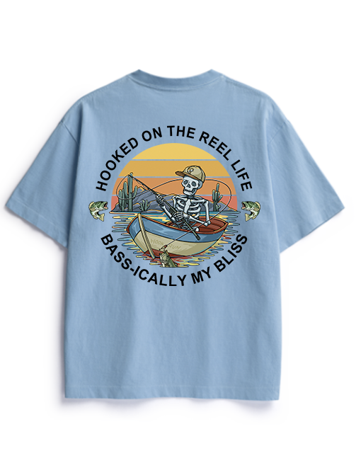 Hooked on the Reel Life Unisex Heavyweight Cotton T-Shirt