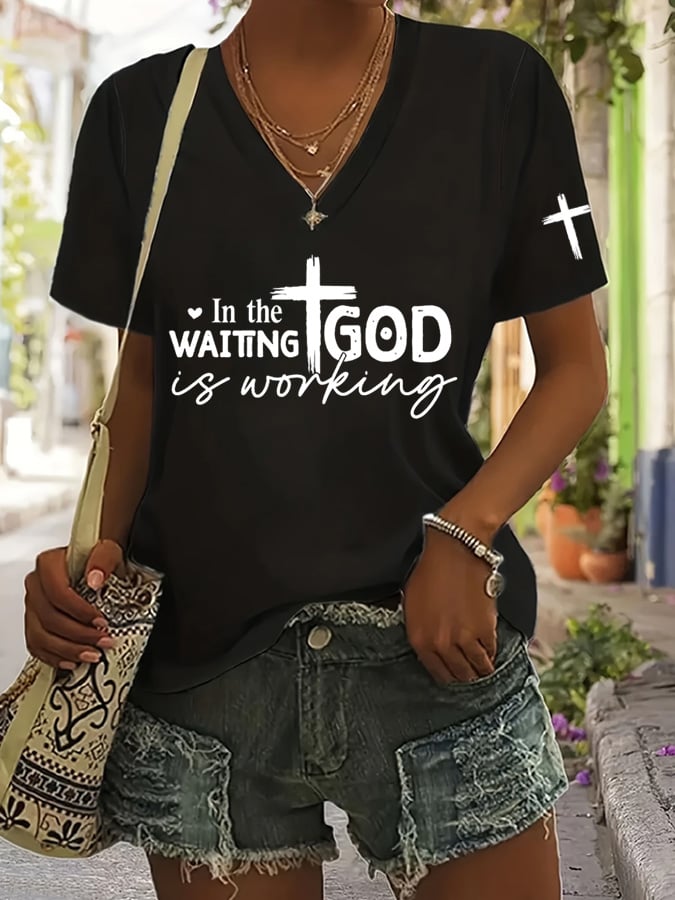 Women's In the Waiting God is Working Print T-Shirt