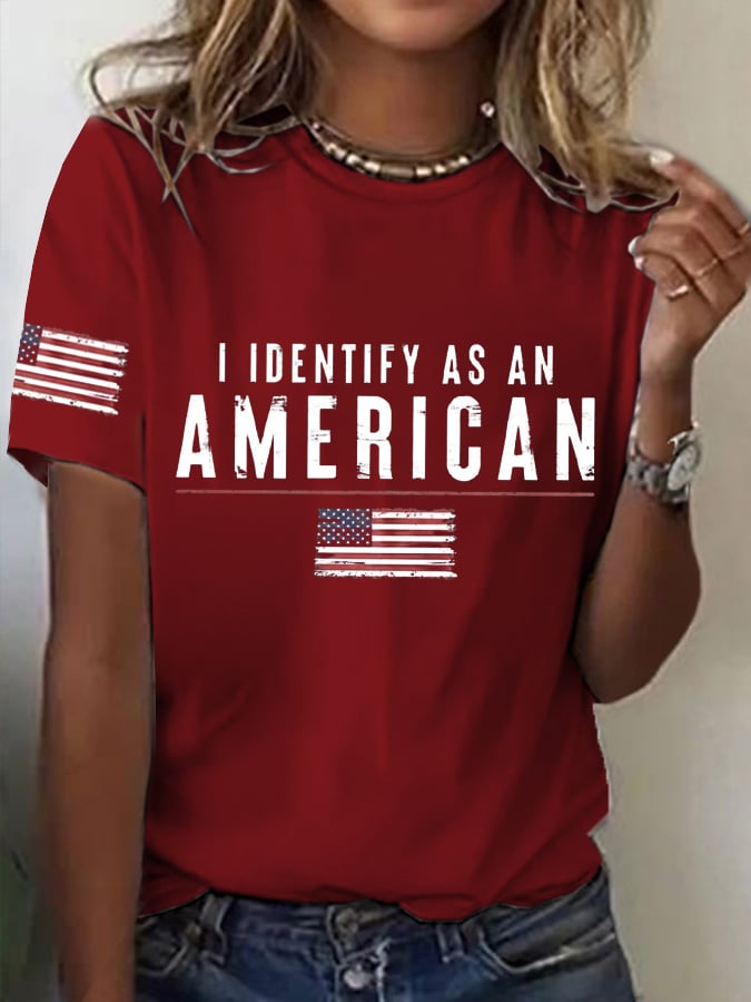 🔥Last Day 49% Off🔥Women's I Identify As An American Print Casual T-Shirt
