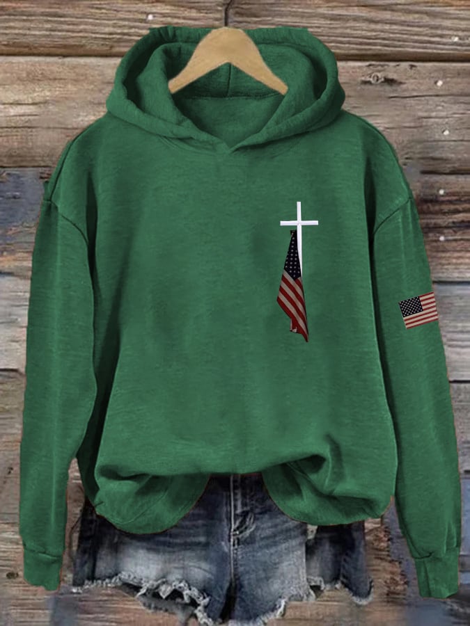 Women's Flag Cross Print  Sweatshirt