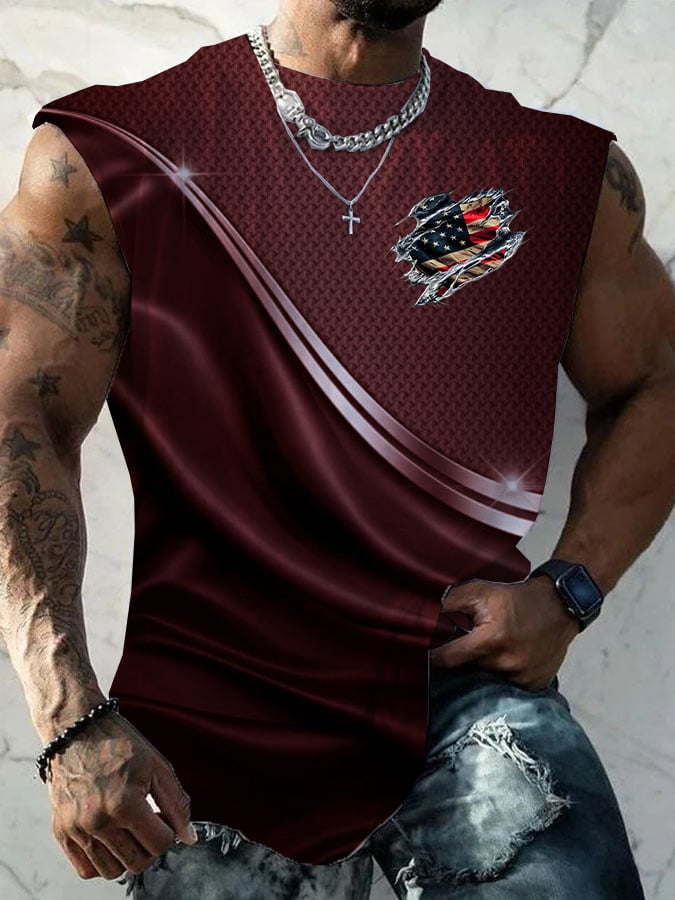 Men's Casual Independence Day Graphic Print Crew Neck Vest