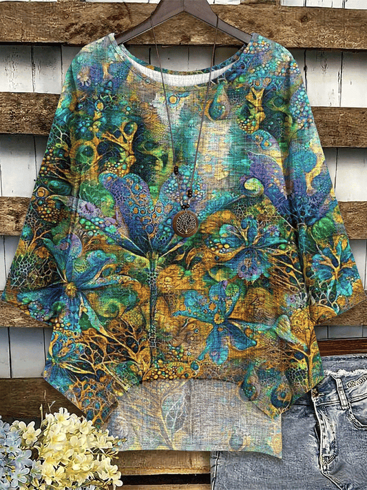 Women's Flower Print Short Sleeve Top