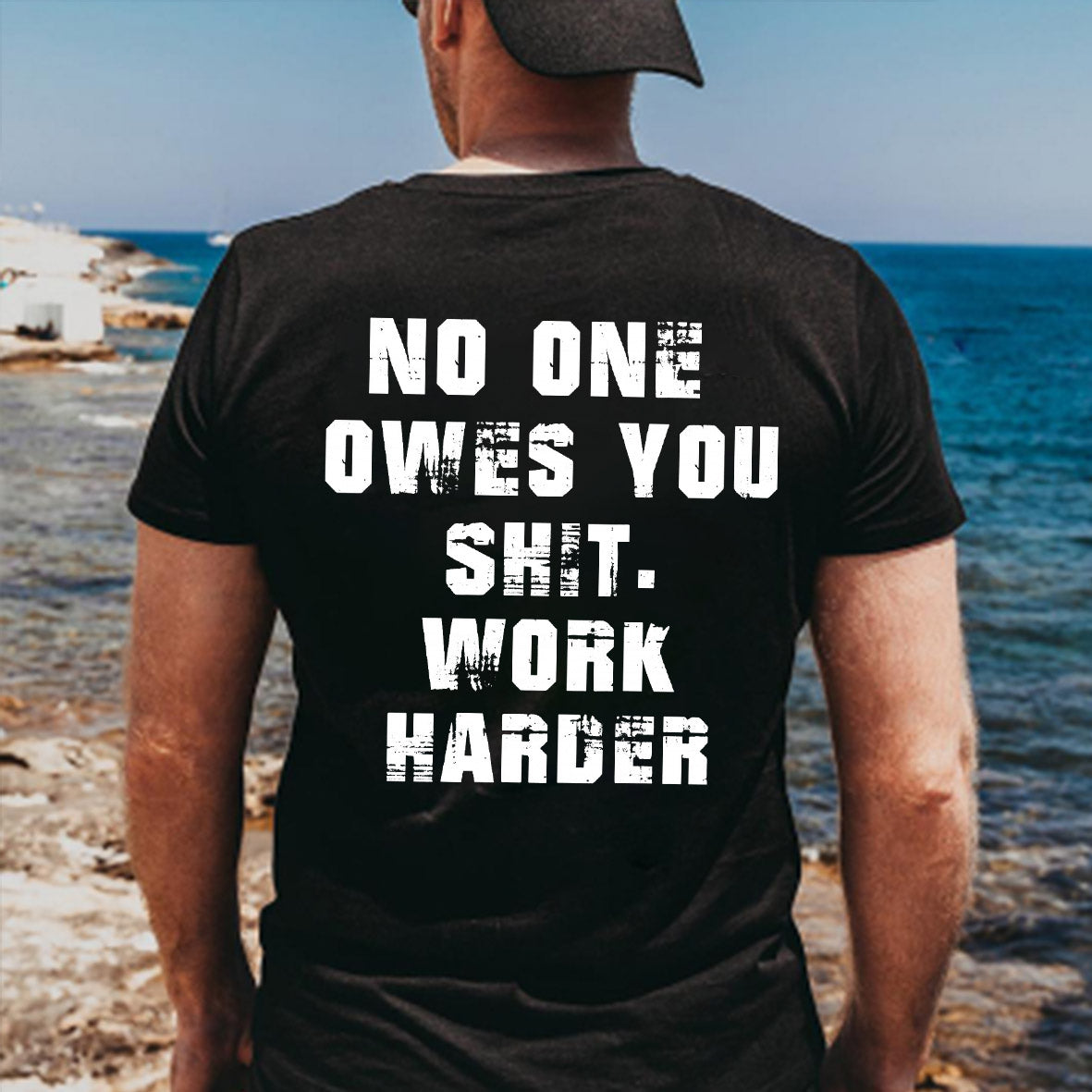 No One Owns You Shit Work Hard Pattern Print 100%Cotton T-Shirt