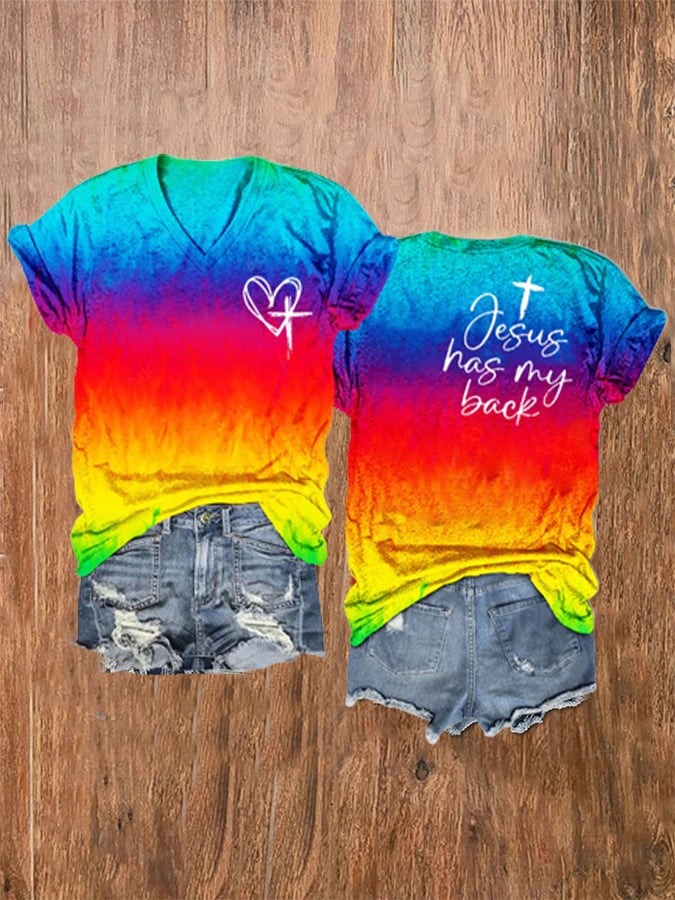Women's Love Like Jesus Jesus Has My Back Print T-Shirt