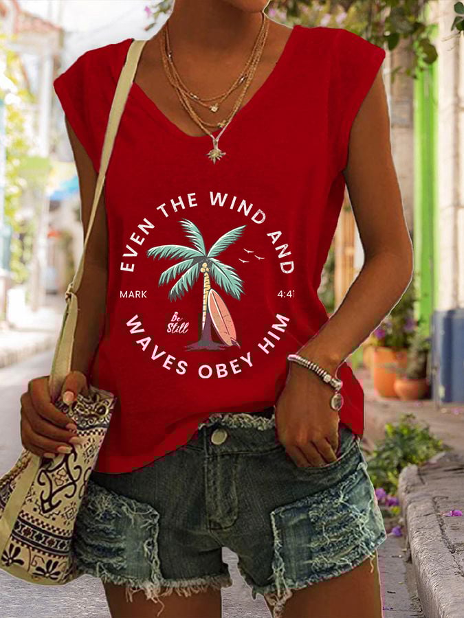 Women'S Casual Christian Scripture Print Tank Top