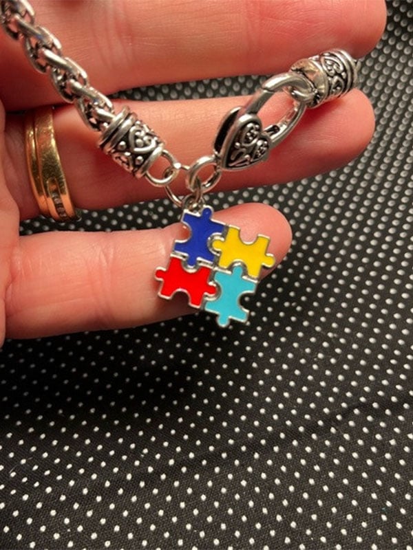 Autism Awareness Geometric Puzzle Alloy Plating Bracelet