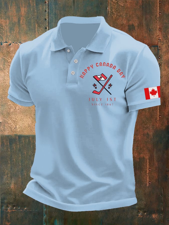 Men's Retro Happy Canada Day July 1st Since 1867 Print Polo Shirt