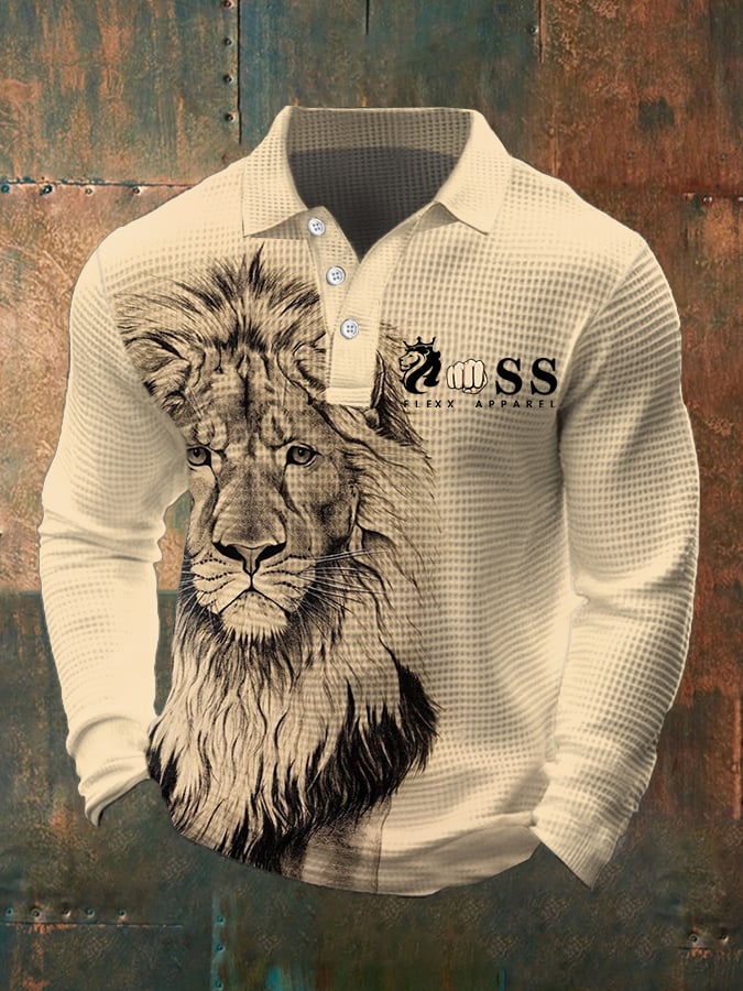 Lässiges Business-Poloshirt mit Löwenmotiv für Herren