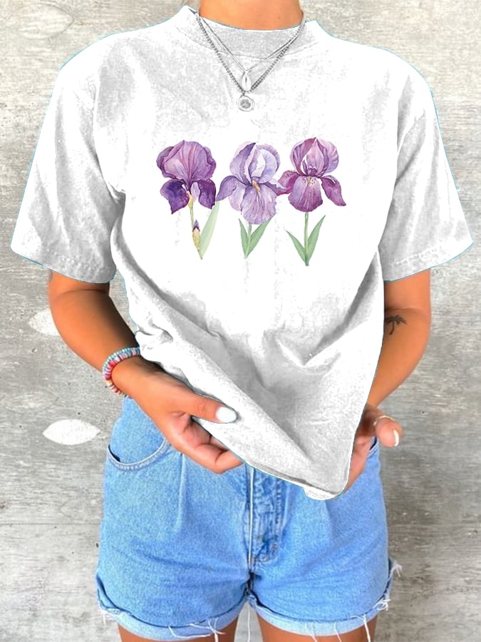 Women's Alzheimer's Awareness Floral Print T-Shirt