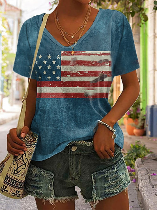 Women's allen rugby print casual T-shirt