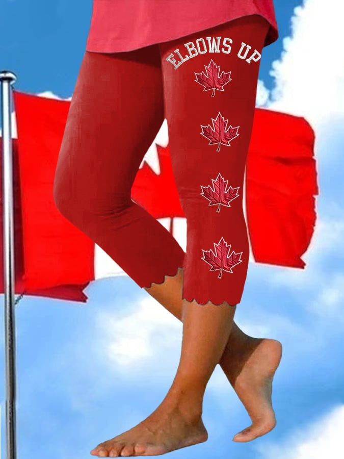 Women’s Retro Canada Elbows Up Print Leggings