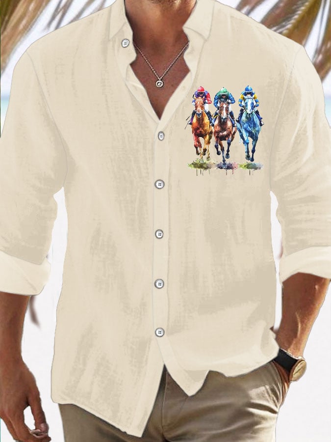 Men's Horse Racing Printed Casual Vacation Shirt
