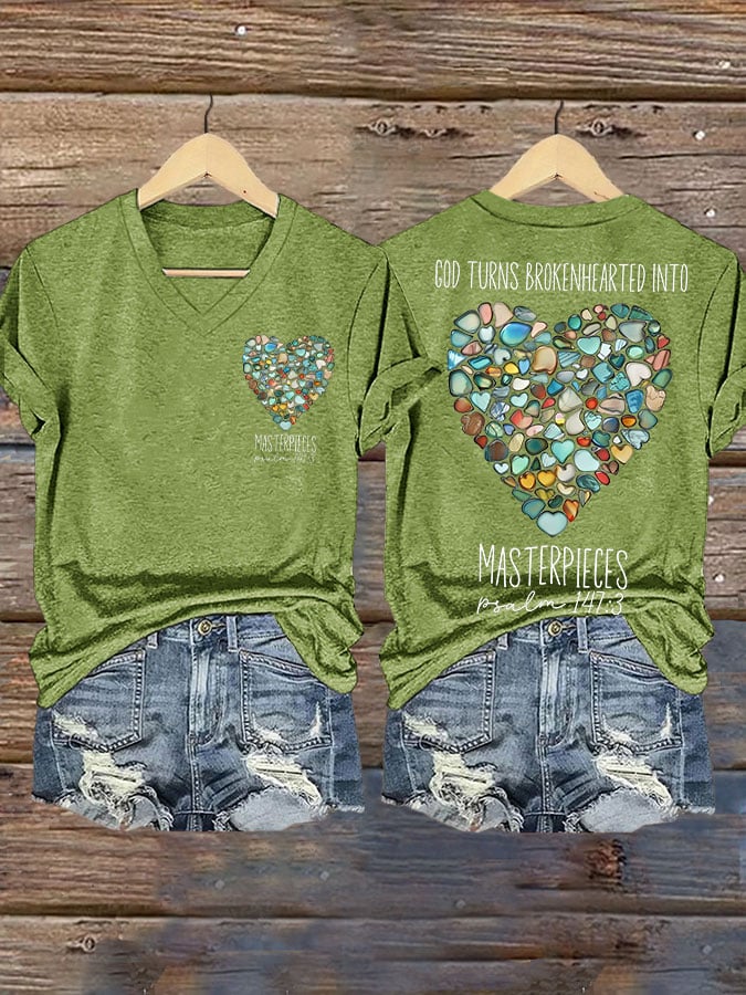 God Turns Brokenhearted into Masterpieces Psalm 147:3 Print T-shirt
