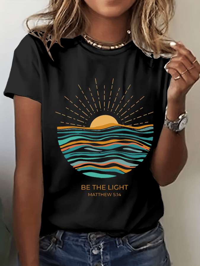 Women's Be The Light Print Crew Neck T-Shirt