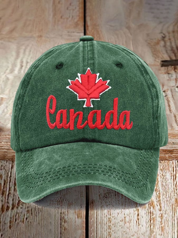Retro Canadian Maple Leaf Print Baseball Cap