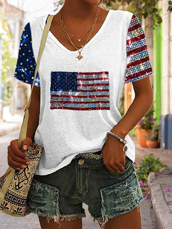 Women's Independence Day Printed Casual T-Shirt