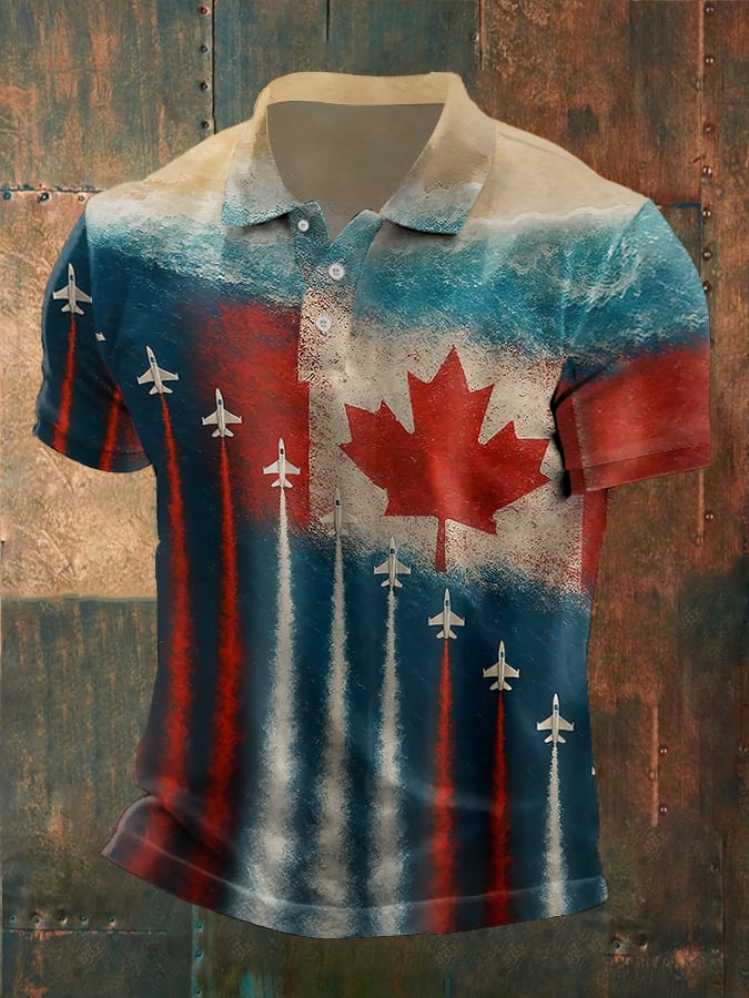 Men's Casual Independence Day Printed Polo Shirt