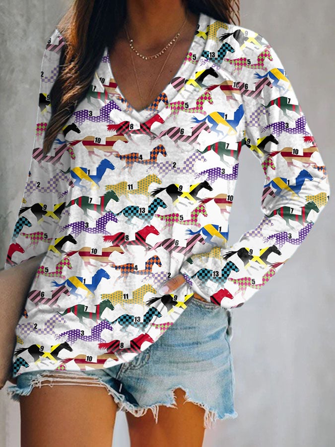 Women's Retro Derby Day Print T-Shirt