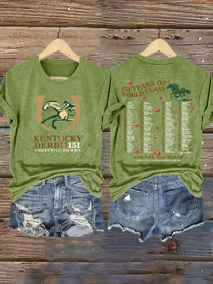 Women’s Retro Kentucky Derby Vibes Churchill Downs Talk Derby To Me 151 Print T-Shirt