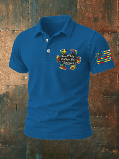 Men'S Retro Don't Judge What You Don't Understand Autism Awareness  Printed POLO Shirt