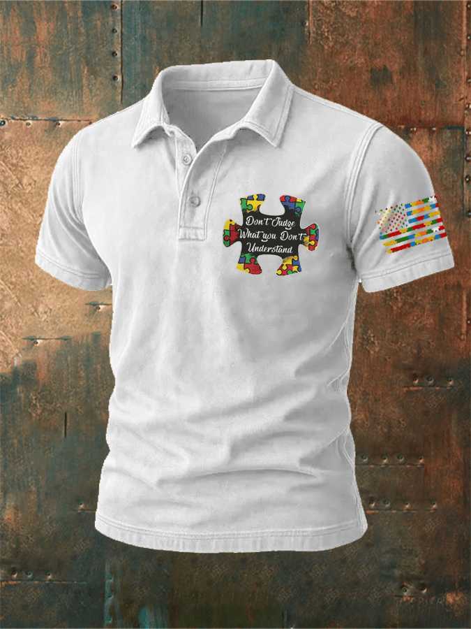 Men'S Retro Don't Judge What You Don't Understand Autism Awareness  Printed POLO Shirt