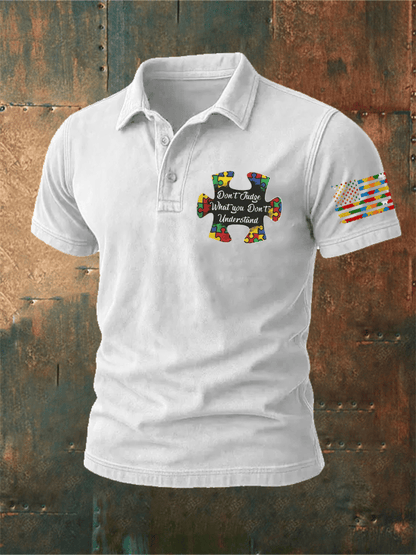 Men'S Retro Don't Judge What You Don't Understand Autism Awareness  Printed POLO Shirt