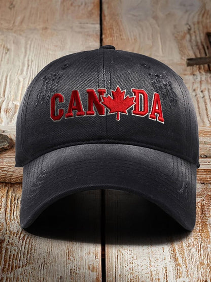 Retro Canadian Maple Leaf Print Baseball Cap