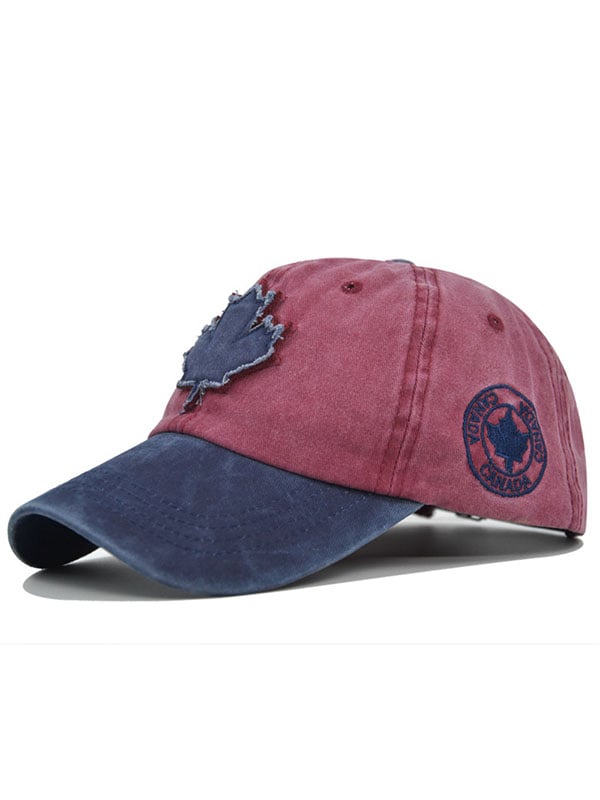 Retro Canadian Maple Leaf Embroidered Washed Baseball Cap