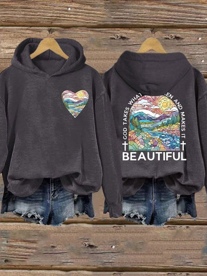 Women's God Takes What is Broken And  Makes It BeauTiful Sweatshirt