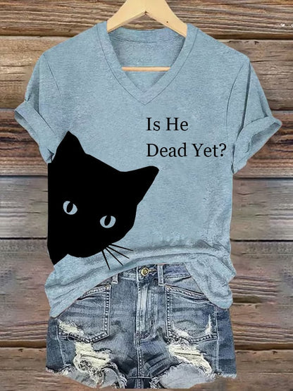 Women's Casual Cat Multicolor T-shirt