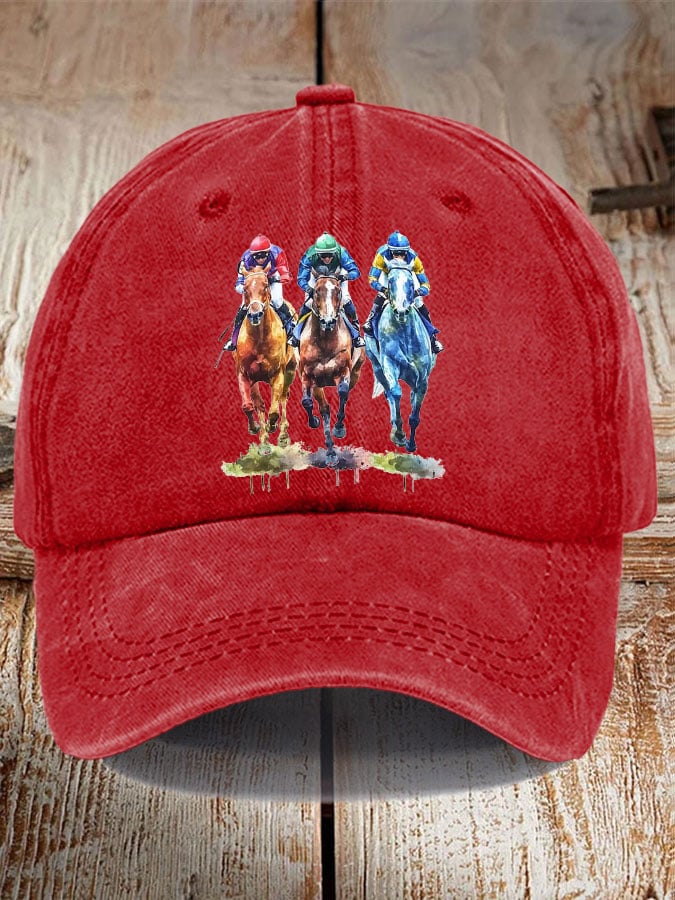 Unisex Horse Racing Print Hat
