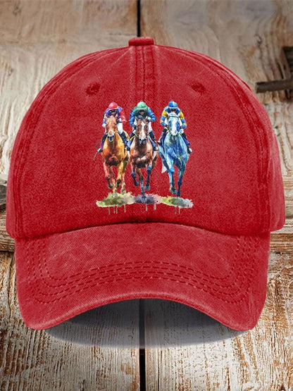 Unisex Horse Racing Print Hat